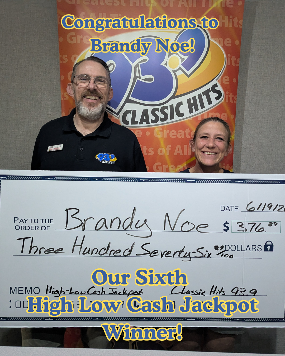 High Low Cash Jackpot Winner – Brandy Noe