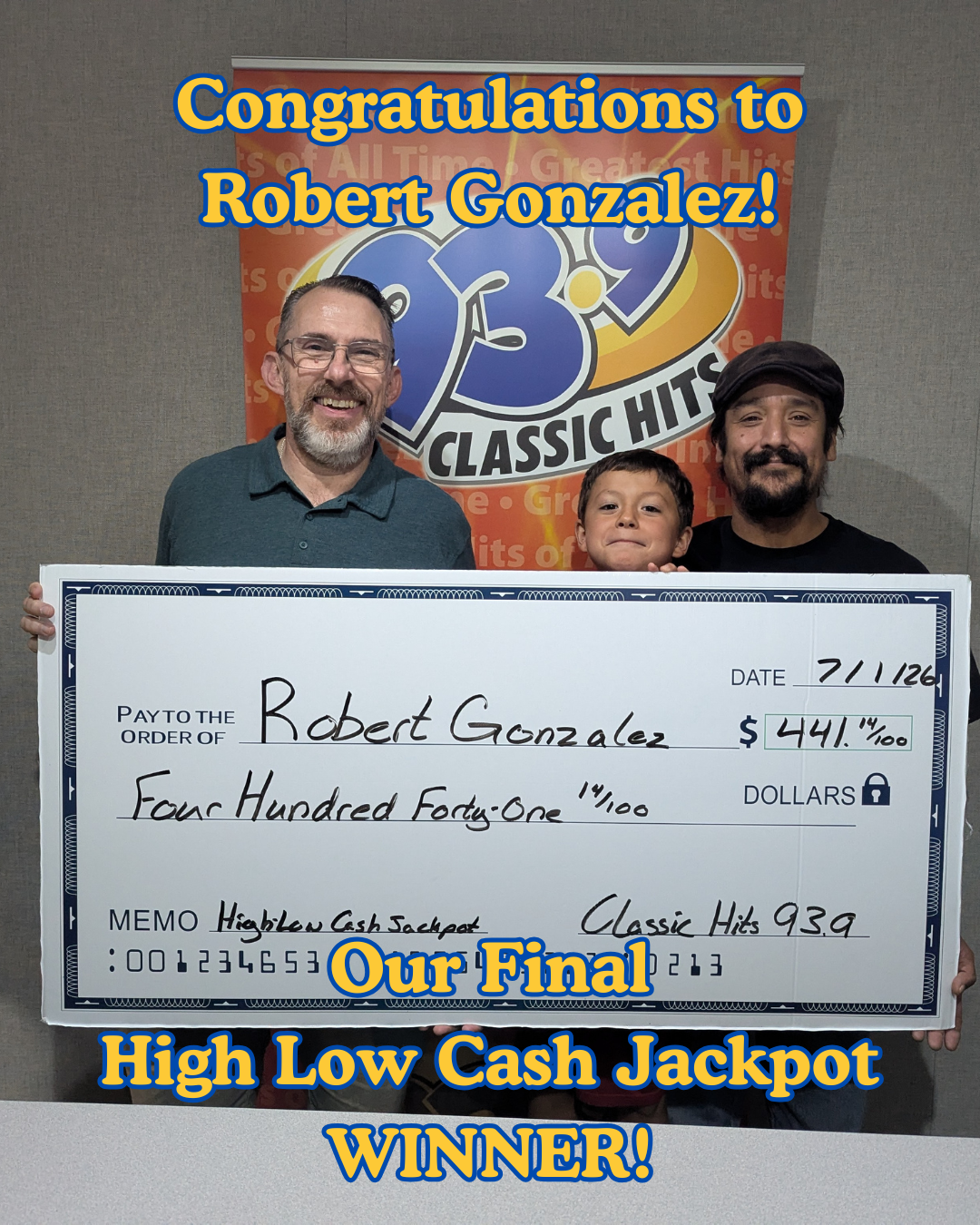 High Low Cash Jackpot Winner – Robert Gonzalez