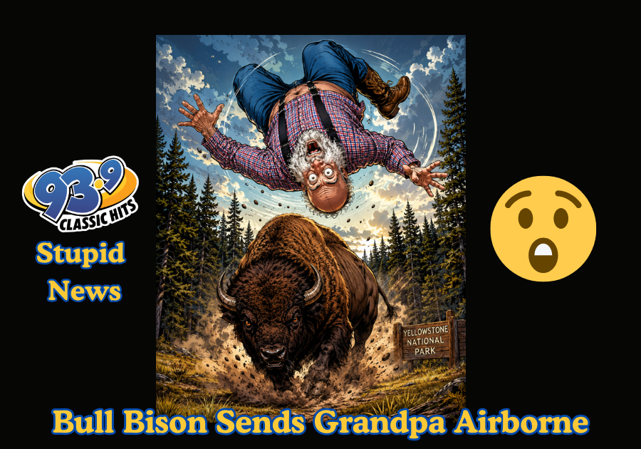Bull Bison Sends Grandpa Airborne