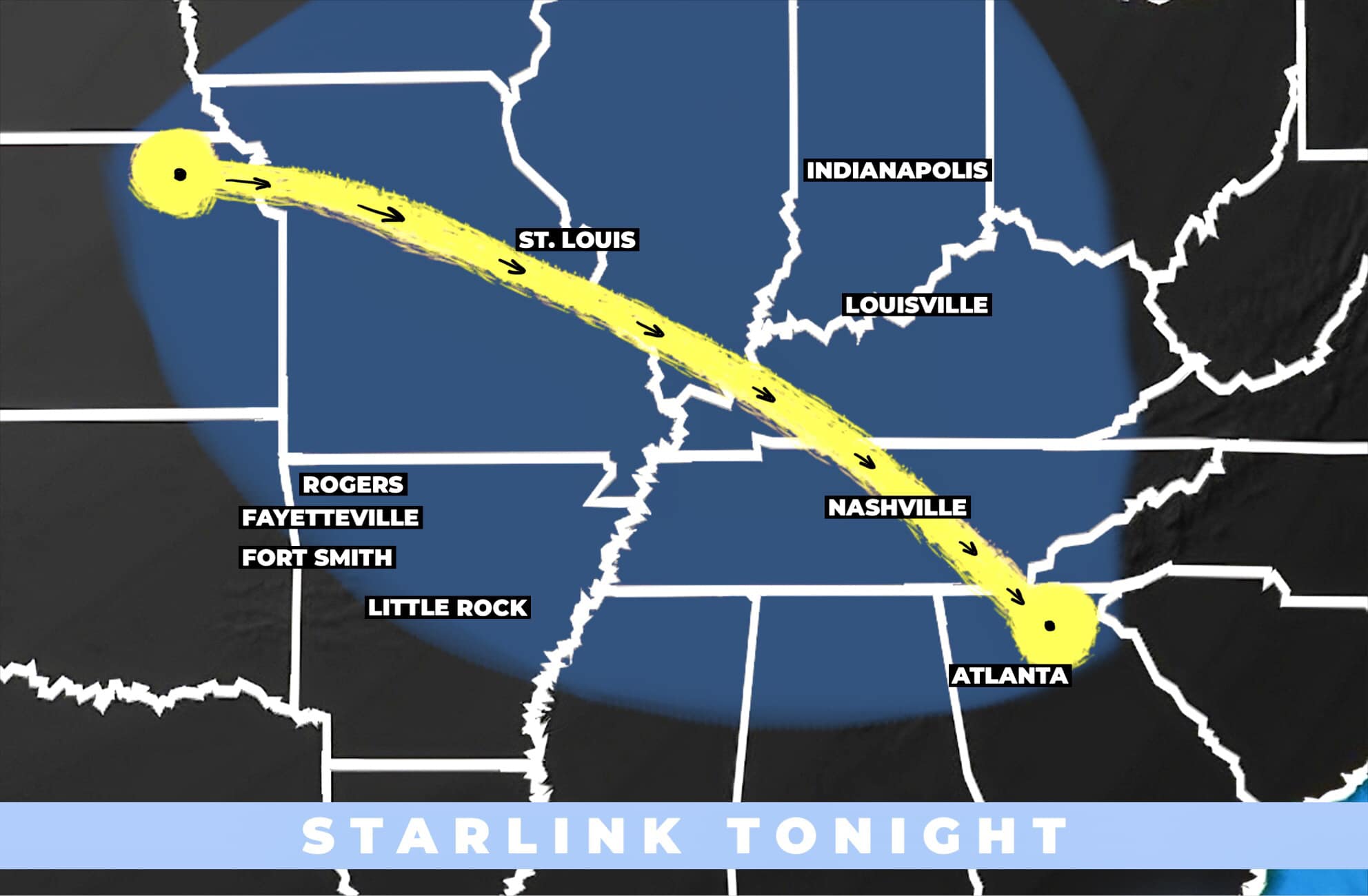 SpaceX Starlink Satellites visible Wednesday Night
