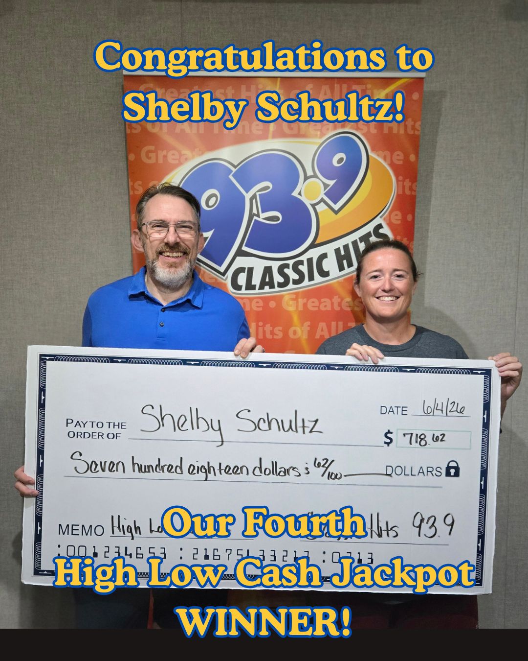 High Low Cash Jackpot Winner – Shelby Schultz