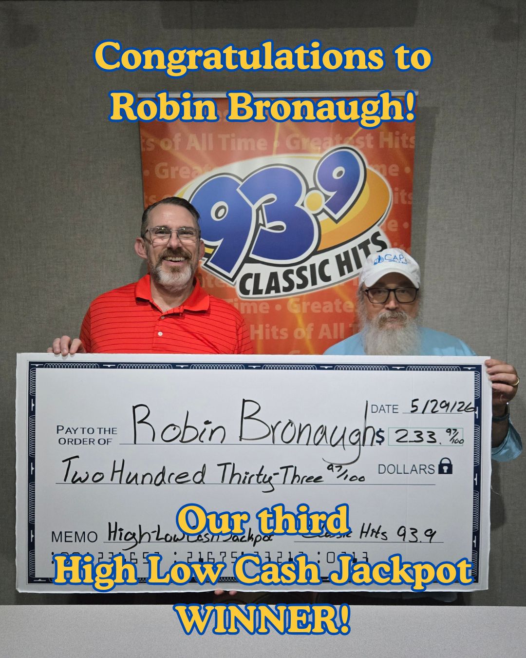 High Low Cash Jackpot Winner – Robin Bronaugh
