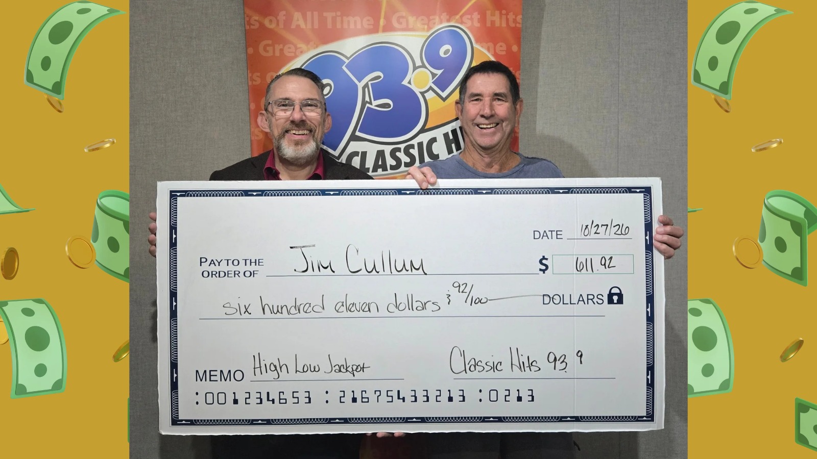 High Low Cash Jackpot Winner - Jim Cullum