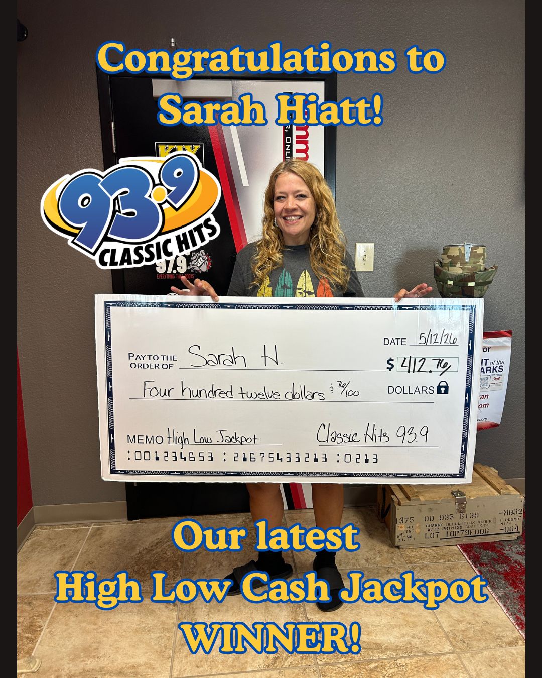 High Low Cash Jackpot Winner – Sarah Hiatt
